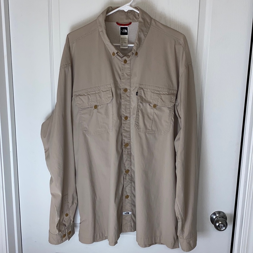 The North Face XXL Beige Mens Long Sleeve Outdoor Fishing Vented